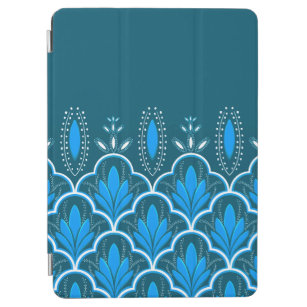 Protection iPad Air Floral Stylish Motif de frontière Géométrique Bleu
