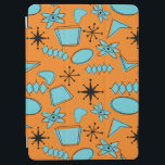 Protection iPad Air Formes atomiques MCM Turquoise sur orange<br><div class="desc">Formes et icônes modernes dessinées à la main au milieu du siècle et numérisées pour concevoir des motifs sans faille</div>