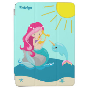 Protection iPad Air Mermaid Girl Cute Custom Beach Monogramme Enfants