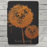 Protection iPad Air Monogramme Orange et noir Dandelion Flower<br><div class="desc">Un capot iPad personnalisé époustouflant avec un motif d'horloge orange et noir spectaculaire.</div>