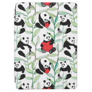 Protection iPad Air motif avec de beaux pandas avec des coeurs