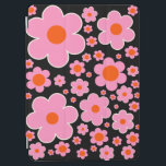 Protection iPad Air Motif Fleur Rétro Rose Noir Et Orange<br><div class="desc">Motif Fleur - Art Floral Rétro - Fleurs Inspirées Des Années 70 - Noir,  Rose Et Orange.</div>