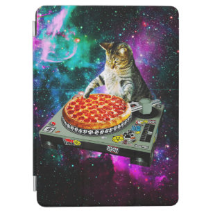 Protection iPad Air Pizza de chat du DJ de l'espace