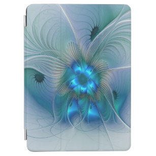 Protection iPad Air Position, Abstrait bleu turquoise fractal