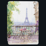 Protection iPad Air Watercolor Eifel Tower Paris French Cafe<br><div class="desc">Watercolor Eifel Tower Paris French Cafe iPad Cases Covers features a watercolor french cafe seating area with Paris and the Eifel Tower in the background. Created by Evco Studio www.zazzle.com/store/evcostudio</div>