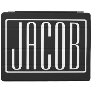 Protection iPad Bold & Modern Your name or Word   White On Black