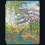Protection iPad Chute d'eau Iris Birch Tiffany Fenêtre en verre te<br><div class="desc">Vintage Art Nouveau Tiffany Vitre en verre tendu Vitre Art ipad couvre un magnifique paysage forestier au printemps de la cascade sinueuse,  fleurs Iris en fleurs & cerisiers,  bouleau et un étang Lotus. Art exquis avec un sens oriental du bon feng-shui.</div>