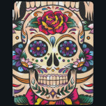 Protection iPad Coloré Retro Sugar Skull Fleurs & Roses<br><div class="desc">Crâne à sucre coloré avec fleurs rétro et rose.</div>