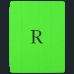 Protection iPad Cool de couleur solide vert néon initial du monogr<br><div class="desc">Conçu avec un modèle texte pour monogramme initial et élégant arrière - plan vert néon couleur solide</div>