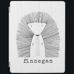 Protection iPad Cute Porcupine Ligne Simple Dessin Personnalisé<br><div class="desc">Ce mignon coque ipad personnalisé présente un dessin de trait fantaisiste d'un porc-épic. Personnalisez-le avec votre nom dans une amusante typographie de machine à écrire. Super idée cadeau !</div>