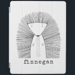 Protection iPad Cute Porcupine Ligne Simple Dessin Personnalisé<br><div class="desc">Ce mignon coque ipad personnalisé présente un dessin de trait fantaisiste d'un porc-épic. Personnalisez-le avec votre nom dans une amusante typographie de machine à écrire. Super idée cadeau !</div>