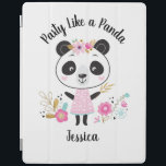 Protection iPad Cute Rose Panda Girl Personnalisée<br><div class="desc">Un panda personnalisé mignon sur le thème du retour au coque ipad de l'école. Quelle fille n'aime pas un adorable panda avec des fleurs ? Cette jolie couverture ipad est un complément parfait à vos filles de s'amuser à l'école fournitures. Le dos du planificateur avait un motif à points polka...</div>