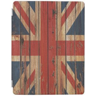 Protection iPad Drapeau en bois rustique du Royaume-Uni