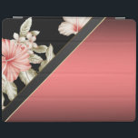 Protection iPad Élégant Rouge élégant, Floral<br><div class="desc">Noir et rouge avec fleurs,  un design élégant et sophistiqué.</div>