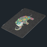 Protection iPad Fleur colorée Retro Design éléphant<br><div class="desc">Des fleurs rétro en forme d'éléphant. Décoré avec des images de clous de diamant. Design est disponible sur d'autres produits et peut être demandé sur n'importe quel produit offert par Zazzle.</div>