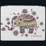 Protection iPad Illustration d'éléphant de bébé floral joli et col<br><div class="desc">Jolie illustration fleurie d'éléphant bébé sur les cercles blancs arrière - plan motif. monogramme personnalisable et optionnel. Si vous avez besoin d'aide pour customiser un de mes designs,  contactez le concepteur ArtOnWear. Mise en forme de texte gratuite avec aide en direct disponible sur demande.</div>