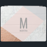 Protection iPad Le marbre moderne, l'or rose, gris et rougissent<br><div class="desc">Le marbre moderne de faux,  l'or rose,  gris et rougissent conception rose. Avec l'espace pour un nom. La couleur d'arrière - plan et la couleur des textes peuvent être changées. Une partie d'une collection moderne.</div>