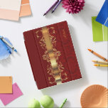 Protection iPad L'or élégant et le rouge gravent le cuir en refief<br><div class="desc">L'or élégant et le rouge gravent la copie en refief de cuir de damassé avec le texte de do-it-yourself. 100% personnalisable. Préparez pour compléter les boîtes ou pour cliquer sur dessus le bouton de PERSONNALISER pour ajouter, déplacer, supprimer ou changer le texte ou les graphiques l'uns des. Fait avec le...</div>