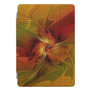 Protection iPad Pro Cover Abstrait Rouge Orange Brown Vert Fractal Art Flowe