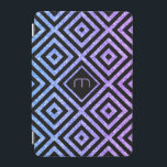Protection iPad Mini Arrière - plan géométrique Parties scintillant ble<br><div class="desc">Elégant noir géométrique moderne dégradé sans couture motif sur parties scintillant du bleu au rose. monogramme personnalisé et optionnel avec carré noir.</div>