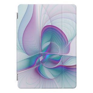 Protection iPad Pro Cover Art Fractal Abstrait rose bleu turquoise