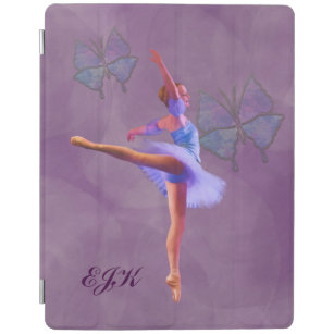 Protection iPad Ballerine en position d'arabesque, monogramme