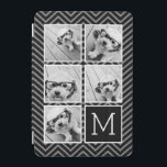 Protection iPad Mini Black White Instagram 5 Photo Collage Monogram<br><div class="desc">Background includes in optional chevron - Use five square photos to create a unique and personal Or you can keep the hipster puppy and make a trendy keepsake. If you need to adjust the pictures,  click on the customize tool to make changes.</div>