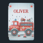 Protection iPad Mini Camion feu rouge et gris mou<br><div class="desc">Conception personnalisée d'un camion de pompier rouge et gris</div>