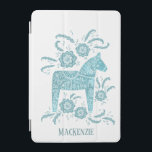 Protection iPad Mini Cheval de Dala suédois Nom personnalisé Turquoise<br><div class="desc">Un traditionnel Dala Horse de Suède. Supprimez ou modifiez le nom pour customiser.</div>