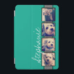 Protection iPad Mini Collage photo avec Emerald Green Nom personnalisé<br><div class="desc">Utilisez des photos avec des cadres sur celui-ci ! Ajoutez vos photos préférées à cette bande pour un garde-mémoire amusant. Une façon artistique d'afficher vos meilleures photos de partage.</div>