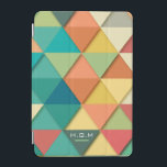 Protection iPad Mini Coloré Pastel Triangles géométriques Monogramme<br><div class="desc">Motif moderne coloré géométrique avec des triangles d'apparence texturés. Personnalisez avec votre initiale.</div>