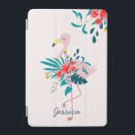 Protection iPad Mini Cute Tropical Floral Flamant rose Personnalisé<br><div class="desc">Joli coque flamand floral personnalisé.</div>
