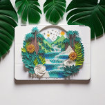 Protection iPad Mini Découpe de papier tropicale<br><div class="desc">Découpe en papier d'une cascade qui traverse une forêt tropicale.</div>