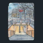 Protection iPad Mini Destinations | Aquarelle Vintage entrée du métro<br><div class="desc">Découvrez cette belle aquarelle et design d'encre qui vous ont été apportés par World Art Group et fabriqués par Melissa Wang, sur une gamme de grands produits de Zazzle. Cette scène présente un contraste saisissant entre la luminosité du tunnel et l'obscurité du monde au-dessus. L'image hivernale, avec ses arbres sans...</div>