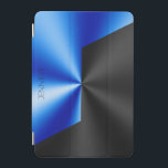 Protection iPad Mini et bleu métallique look arrière - plan iPad mini c<br><div class="desc">Arrière - plan géométrique bleu et noir,  look métallique avec un arrière - plan personnalisable.</div>