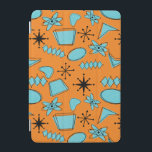 Protection iPad Mini Formes atomiques MCM Turquoise sur orange<br><div class="desc">Formes et icônes modernes dessinées à la main au milieu du siècle et numérisées pour concevoir des motifs sans faille</div>