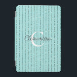 Protection iPad Mini Fun Turquoise Turquoise Blue Parties scintillant r<br><div class="desc">Fun Turquoise Turquoise Bleu Parties scintillant rayures Couvre-monogramme avec bandes de parties scintillant bleu turquoise et espace pour votre monogramme et nom personnalisés. Facile à customiser avec du texte, des polices et des couleurs. Créé par le designer pro Zazzle BK Thompson © exclusivement pour Cedar et String; veuillez nous contacter...</div>