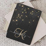 Protection iPad Mini Glam Parties scintillant or diamant étincelle Élég<br><div class="desc">Créez votre propre housse iPad brillant en diamant noir et or personnalisé avec votre monogramme et votre nom personnalisés.</div>