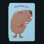 Protection iPad Mini Illustration de dessin animé de capybara ukulele<br><div class="desc">Cette joyeuse capybara chante et joue du ukulele. Dessiné dans un style d'illustration de dessin animé amusant.</div>