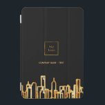 Protection iPad Mini Logo ville or skyline noir affaires immobilier<br><div class="desc">Un arrière - plan noir,  avec un skyline de ville en faux or comme décor. Modèle pour votre logo d'entreprise et votre nom ou un texte. Lettres d'or Parfait pour les agents immobiliers! Ce coque est également disponible dans notre boutique sans logo.</div>