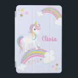 Protection iPad Mini Magique Arc-en-ciel Unicorne violet Personnalisé<br><div class="desc">Un joli couvre iPad violet à licorne avec des étoiles et un arc-en-ciel. Personnalisez avec son nom pour faire un cadeau amusant pour une fille!</div>