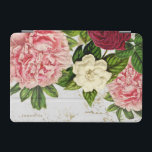Protection iPad Mini Marbre vintage Floral Or Personnalisé<br><div class="desc">De belles fleurs vintages roses et bordeaux sur un arrière - plan en marbre doré ornent cette élégante couverture iPad. Personnalisez facilement avec un nom ou un monogramme.</div>