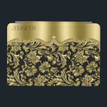 Protection iPad Mini Monogramme Élégant Noir Et Or Vintage Damas<br><div class="desc">Elégant noir et or vintage orné de damas florales motif. Disponible sur d'autres produits. monogramme personnalisable.</div>