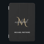 Protection iPad Mini Monogramme noir et or Elégant luxe<br><div class="desc">Ce capot iPad est le moyen idéal de protéger votre appareil tout en ajoutant une touche de luxe et d'élégance. Le design noir et or est élégant et intemporel et peut être personnalisé avec votre monogramme pour une touche de finition unique. Des accessoires correspondants sont disponibles dans notre magasin.</div>