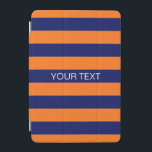 Protection iPad Mini Monogramme nommé de très bon goût de la rayure #2<br><div class="desc">Monogramme nommé horizontal de très bon goût classique des rayures #2 de rugby de bleu marine d'orange et de citrouille Un motif horizontal audacieux élégant de rayure avec un modèle pour votre nom, initiales ou tout autre texte. Vous pouvez également customiser la police des textes et la taille, déplacer ou...</div>