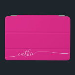 Protection iPad Mini Nom du style de signature de la signature rose cha<br><div class="desc">Design minimaliste moderne de couleur vive rose chaude et blanche signature de style de nom sur une manche d'ordinateur portable. Créez votre propre design en choisissant vos couleurs préférées. Le texte de style contemporain et élégant comprend une belle police de calligraphie blanche élégante avec des queues décoratives séduisantes. Vous pouvez...</div>