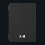 Protection iPad Mini Nom initial minimaliste de monogramme personnalisé<br><div class="desc">Simple minimaliste élégant moderne noir et blanc Personnalisé monogramme initiales nom iPad mini couverture personnalisée</div>