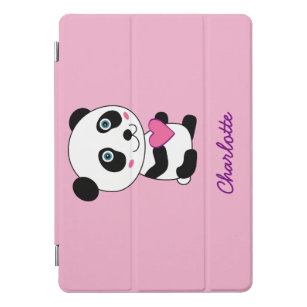 Protection iPad Pro Cover Panda mignonne au coeur rose Personnalisé