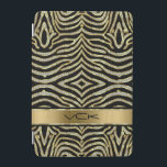 Protection iPad Mini Parties scintillant blanche et or avec bandes Zèbr<br><div class="desc">Parties scintillant et étincelles de diamants blancs,  accents or,  rayures zébrées,  motif poster de animal. monogramme personnalisable. Si vous avez besoin d'aide pour customiser,  changer de couleur ou autre chose à l'un de mes designs,  contactez ArtOnWear designer.Formatage de texte gratuit avec aide en direct disponible sur demande.</div>