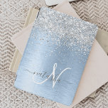 Protection iPad Mini Parties scintillant en argent brossé bleu Nom du m<br><div class="desc">Personnalisez facilement ce design chic et branché de couverture ipad avec une jolie parties scintillant brillante en argent sur un arrière - plan métallique brossé bleu.</div>